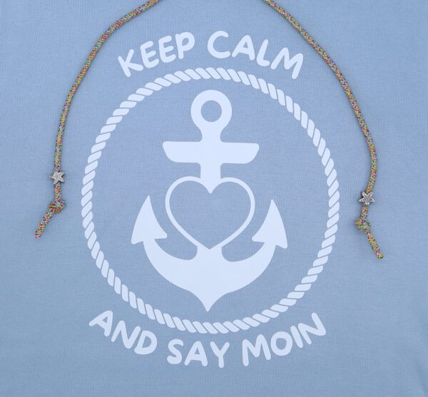 "Keep calm and say Moin" Hoodie rauchblau - gerader Schnitt - Image 5