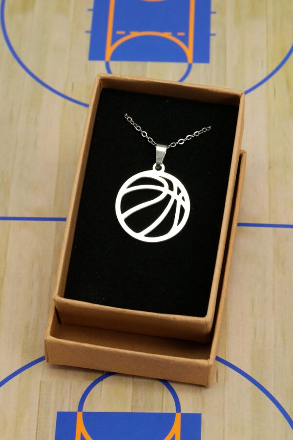 Silberne Kette mit Motiv Basketball, Edelstahl - Image 2