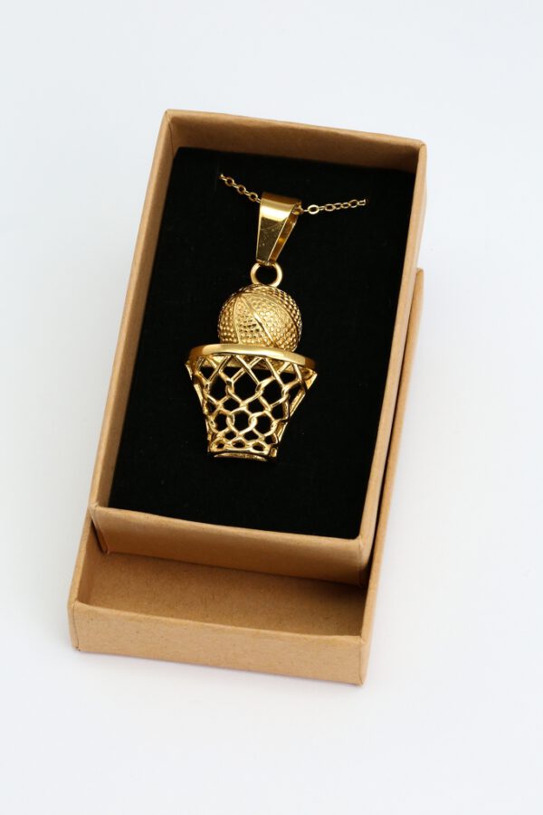 Goldene Kette mit Motiv Basketballkorb, Edelstahl - Image 2