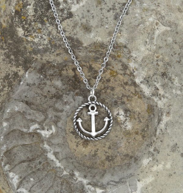 Edelstahl Kette Anker mit Tau, Silber