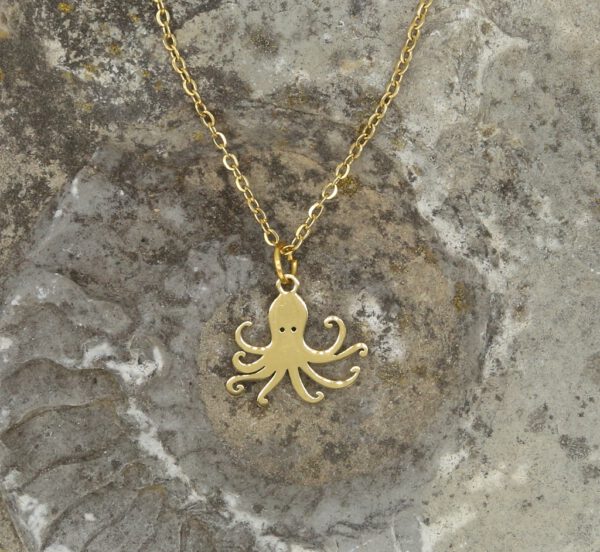 Edelstahl Kette, vergoldet mit Oktopus