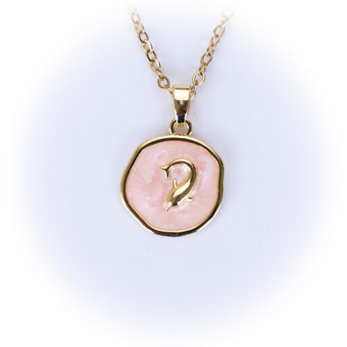 Edelstahl Kette Fischlein auf Emaille, rosa