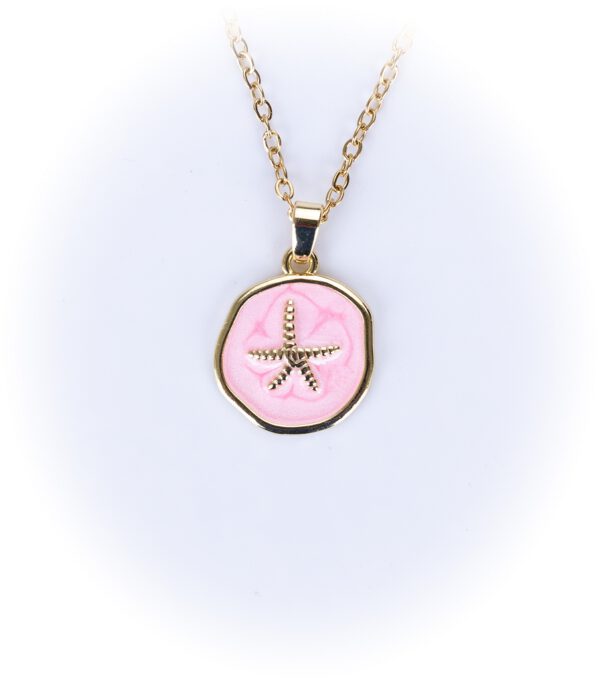 Edelstahl Kette Seestern auf Emaille, rosa