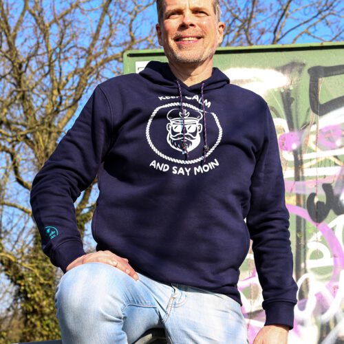 "Keep calm and say Moin" Hoodie dunkelblau - gerader Schnitt