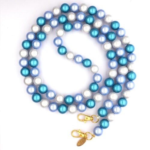 Handykette Galaxy Pearls, weiß hellblau aqua