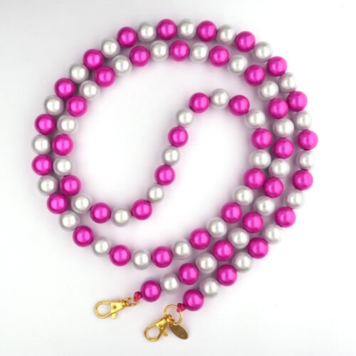 Handykette Galaxy Pearls, weiß fuchsia