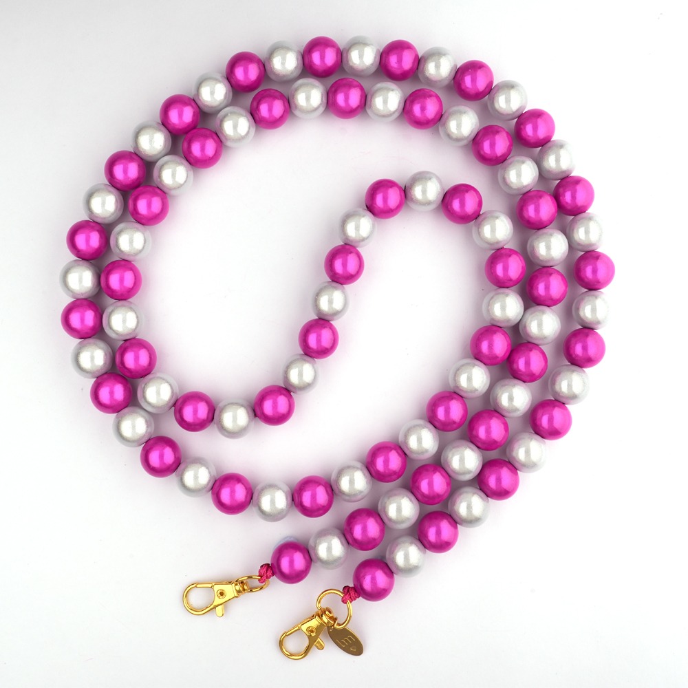 Handykette Galaxy Pearls, weiß fuchsia